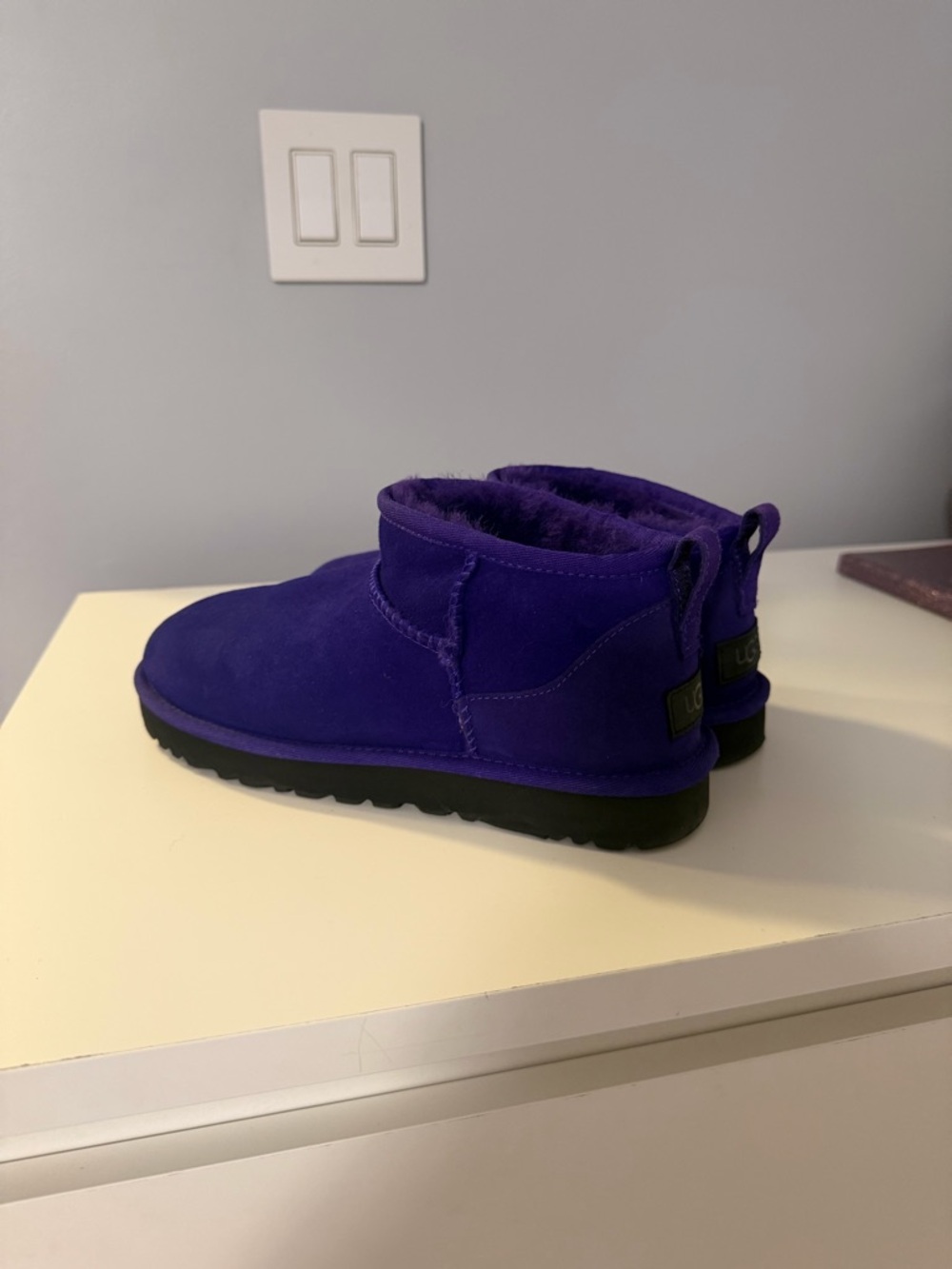 UGG Short Purple Suede Shearling Boots